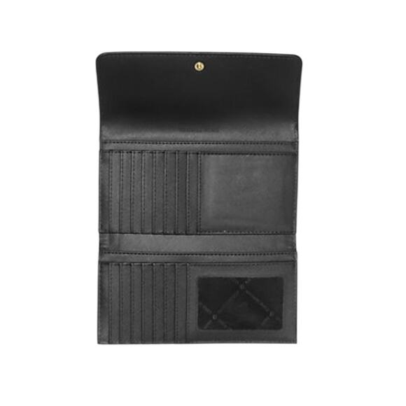 Michael Kors Crossgrain Leather Tri Fold Wallet Black - Picture 2 of 4